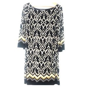 Black printed dress lightly worn size 14